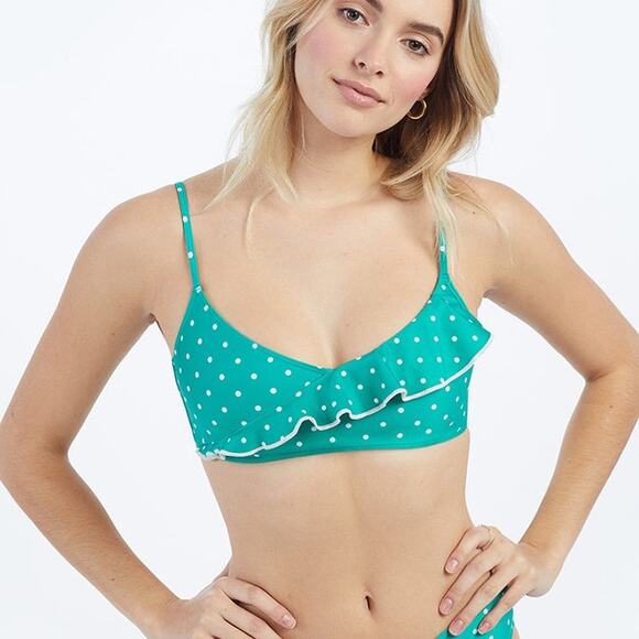 Summersalt The Ruffle Marina Bikini Top in Seaglass Dot Size 10 - Picture 2 of 5